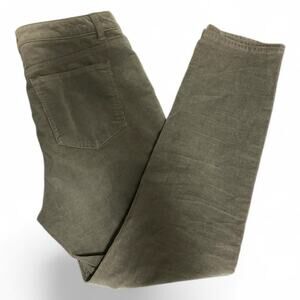 Talbots Women's Corduroy Pants 8 Petite Gray Straight Leg Ribbed Cotton Stretch